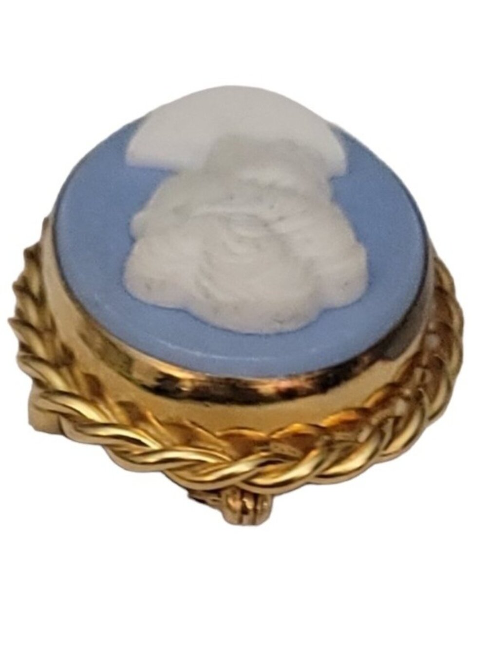 Carla 1-20 12K GF Blue Resin Cameo Brooch Pendant, Signed - Picture 4 of 9